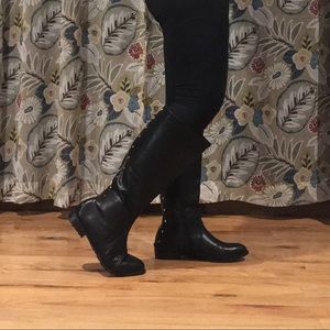Black Wide Calf Faux Leather Boots
